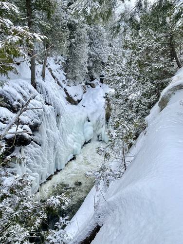 The Flume Waterfall (approx. 8-feet tall)